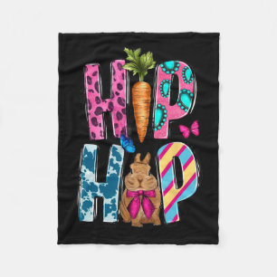 Western Hip Hop Bunny And Carrot Happy Easter Day Fleece Blanket