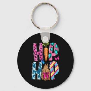 Western Hip Hop Bunny And Carrot Happy Easter Day Key Ring