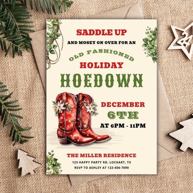 Western Holiday Hoedown, Christmas Country Cowboy  Invitation (Creator Uploaded)