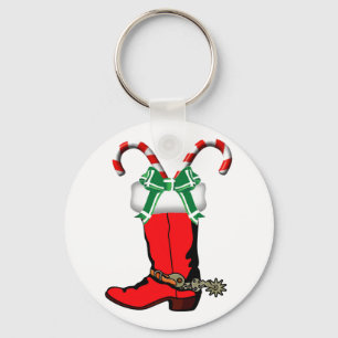 Western Holiday Keychain With Cowboy Boot