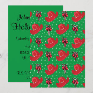 Western Holiday Party Cowboy Hats And Candy Canes Invitation
