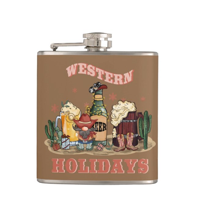 Western Holidays Adult Stocking Stuffer Hip Flask (Front)