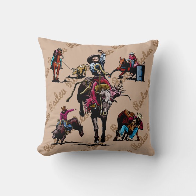 Western Home Decor Rodeo Events Throw Pillow (Front)