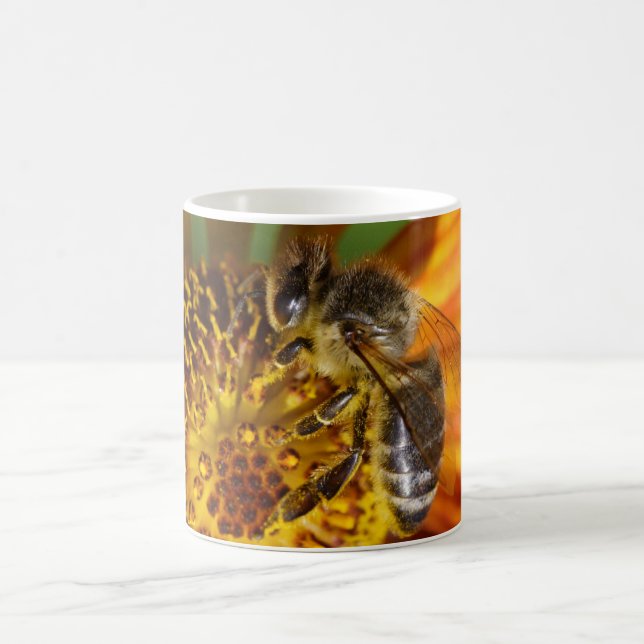 Western Honey Bee Macro Photo Coffee Mug (Center)