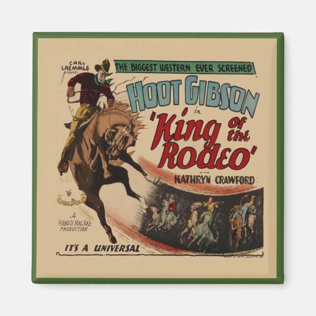 Western Hoot Gibson King Of The Rodeo Magnet (Front)