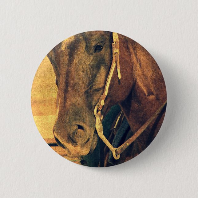 Western Horse 6 Cm Round Badge (Front)