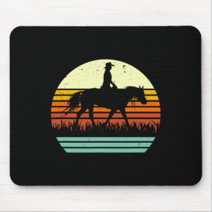 Western Horse And Rider Retro Sun Style Mouse Mat