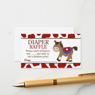 Western Horse Baby Shower Diaper Raffle Enclosure Card
