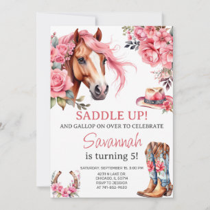 Western Horse Birthday Party Girl Cowgirl Invitation