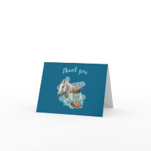 Western Horse Birthday Thank You Card – Navy