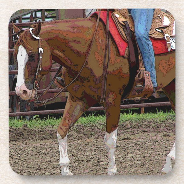Western Horse Cartoon Effect Coaster (Front)