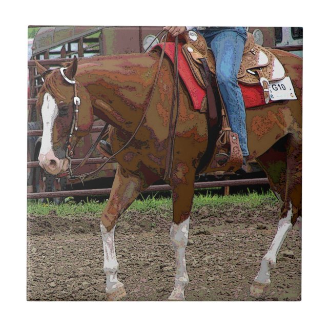 Western Horse Cartoon Effect Tile (Front)