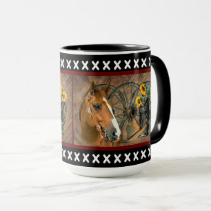 Western Horse Cowboy Boots Cowboy Hat Wagon Wheel Mug