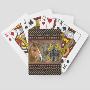 Western Horse Cowboy Boots Cowboy Hat Wagon Wheel  Playing Cards