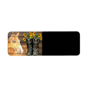 Western Horse Cowboy Boots Sunflowers Barn Board