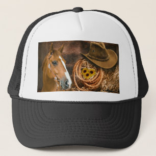 Western Horse Cowboy Hat Lasso Sunflowers 