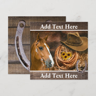 Western Horse Cowboy Hat Lasso Sunflowers  Card