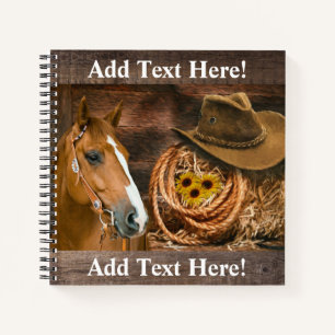 Western Horse Cowboy Hat Lasso Sunflowers Noteboo Notebook