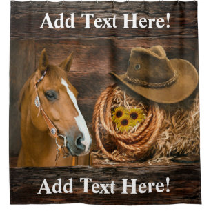 Western Horse Cowboy Hat Lasso Sunflowers Shower Shower Curtain