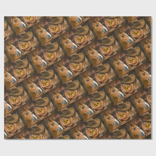 Western Horse Cowboy Hat Lasso Sunflowers  Wrapping Paper