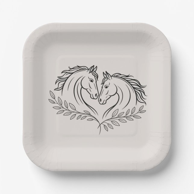 Western Horse Elegant Country Rustic Wedding Paper Plate (Front)