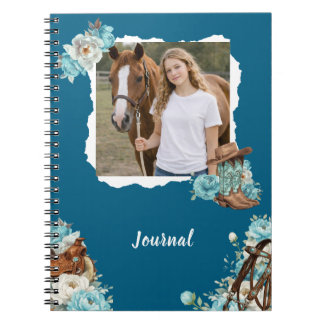 Western Horse Floral Personalised Notebook