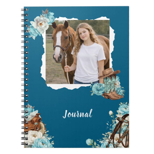 Western Horse Floral Personalised Notebook (Front)