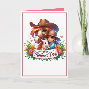 Western Horse Happy  Mother's Day 3 Custom Card