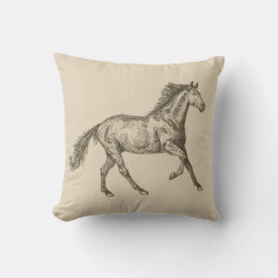 Western Horse Horseshoe Equestrian Pony Brown Tan Cushion