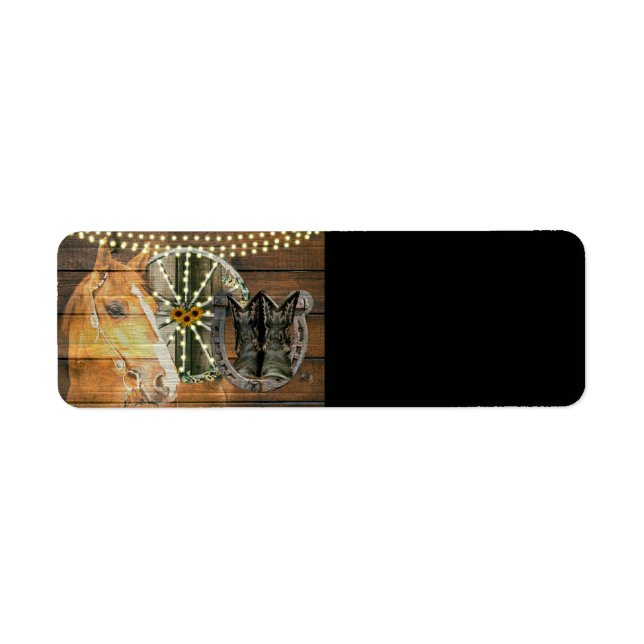 Western Horse Horseshoe Wagon Wheel Cowboy Boots (Front)