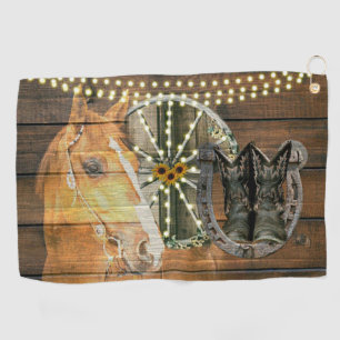 Western Horse Horseshoe Wagon Wheel Cowboy Boots Golf Towel