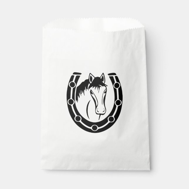 Western Horse Horseshoe Wedding Equestrian Country Favour Bags (Front)