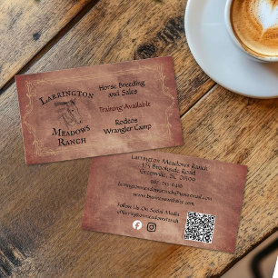 Western Horse Ranch Customizable Logo QR Code Business Card
