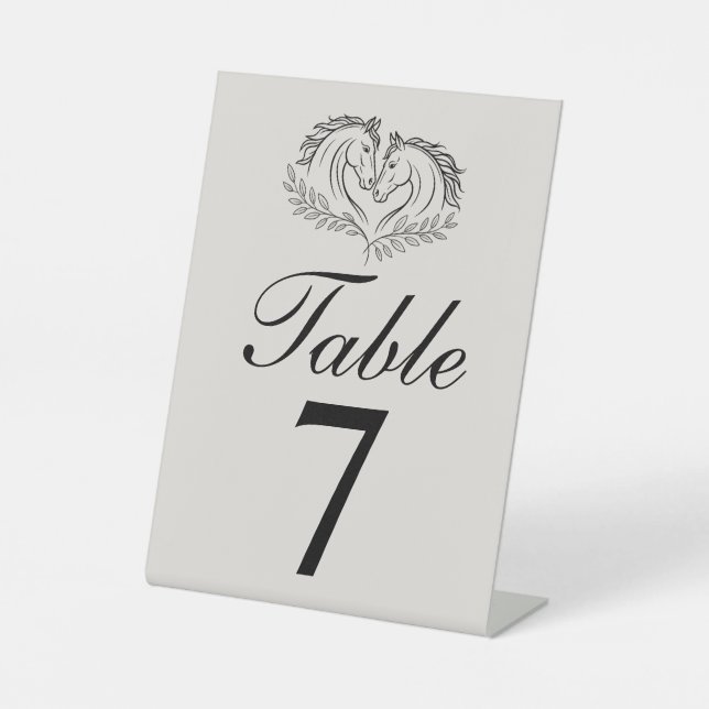 Western Horse Rustic Country Wedding Table Number Pedestal Sign (Front)