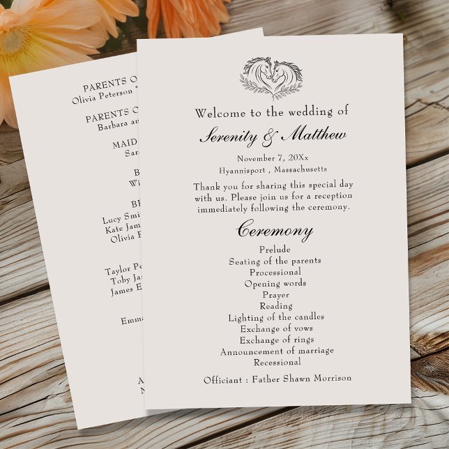 Western Horse Rustic Elegant Country Wedding Programme (Creator Uploaded)