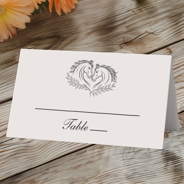 Western Horse Rustic Ivory Country Wedding Escort Place Card (Creator Uploaded)
