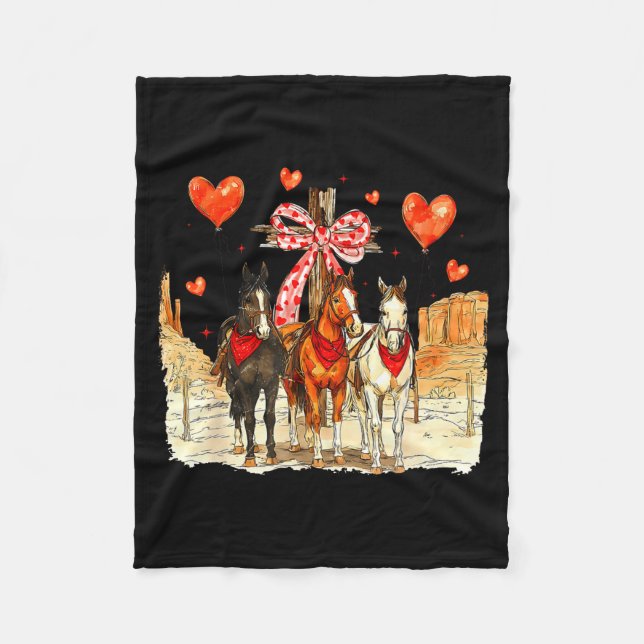 Western Horse Valentine Funny Western Valentines D Fleece Blanket (Front)