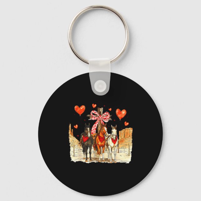 Western Horse Valentine Funny Western Valentines D Key Ring (Front)