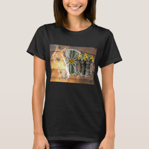 Western Horse Wagon Wheel Horseshoe Cowboy Boots T-Shirt