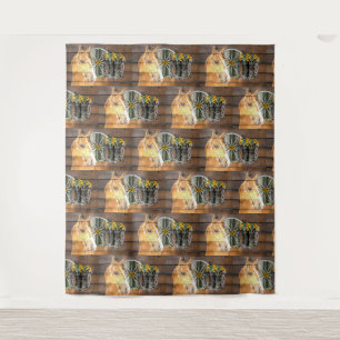 Western Horse Wagon Wheel Horseshoe Cowboy Boots Tapestry