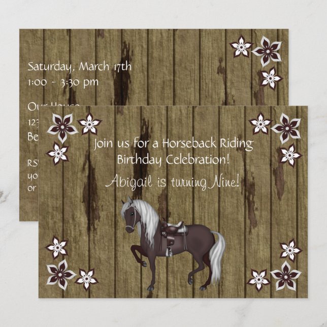 Western Horseback Riding Birthday Invitation (Front/Back)