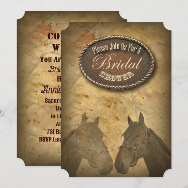 Western Horses Cowgirls Bridal Shower Invitation (Front/Back)