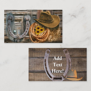 Western Horseshoe Cowboy Hat Lasso Business Card