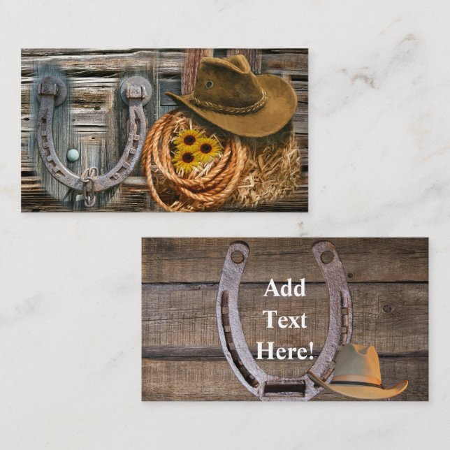 Western Horseshoe Cowboy Hat Lasso Business Card (Front/Back)