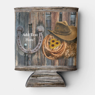 Western Horseshoe Cowboy Hat Lasso Can Cooler
