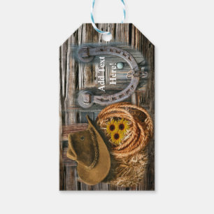 Western Horseshoe Cowboy Hat Lasso Gift Tags