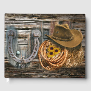 Western Horseshoe Cowboy Hat Lasso Guest Book