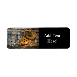 Western Horseshoe Cowboy Hat Lasso Label