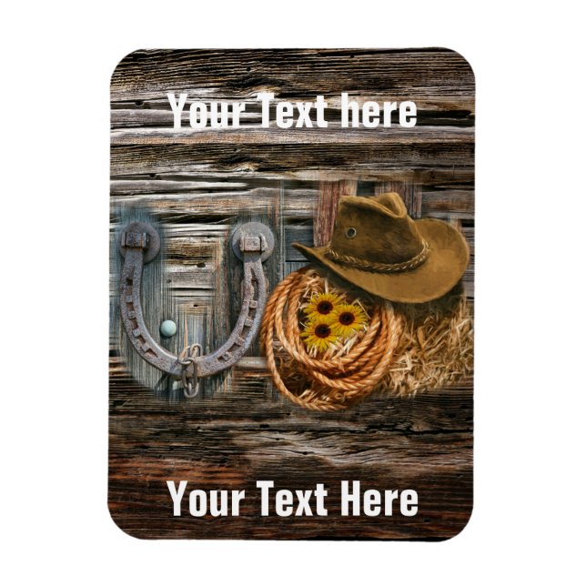 Western Horseshoe Cowboy Hat Lasso Magnet (Vertical)