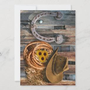 Western Horseshoe Cowboy Hat Lasso Save The Date